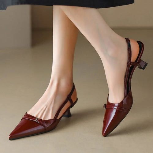 ALTAY Pointed Toe Patent Leather Sandals