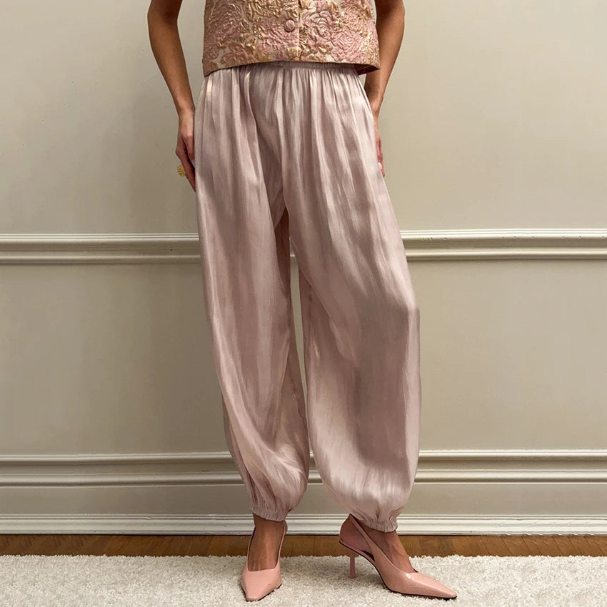 ALTAY Pink High Waist Pleated Pants
