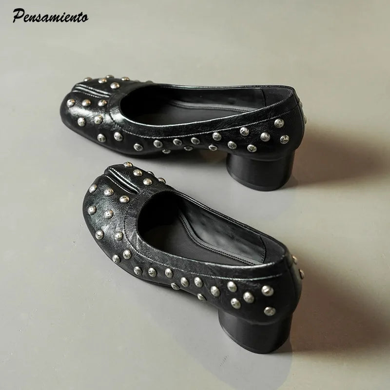 ALTAY Split Toe Rivet Ballet Heels