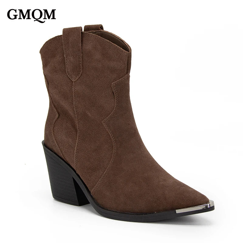 ALTAY Brown Pointed Toe Ankle Boots